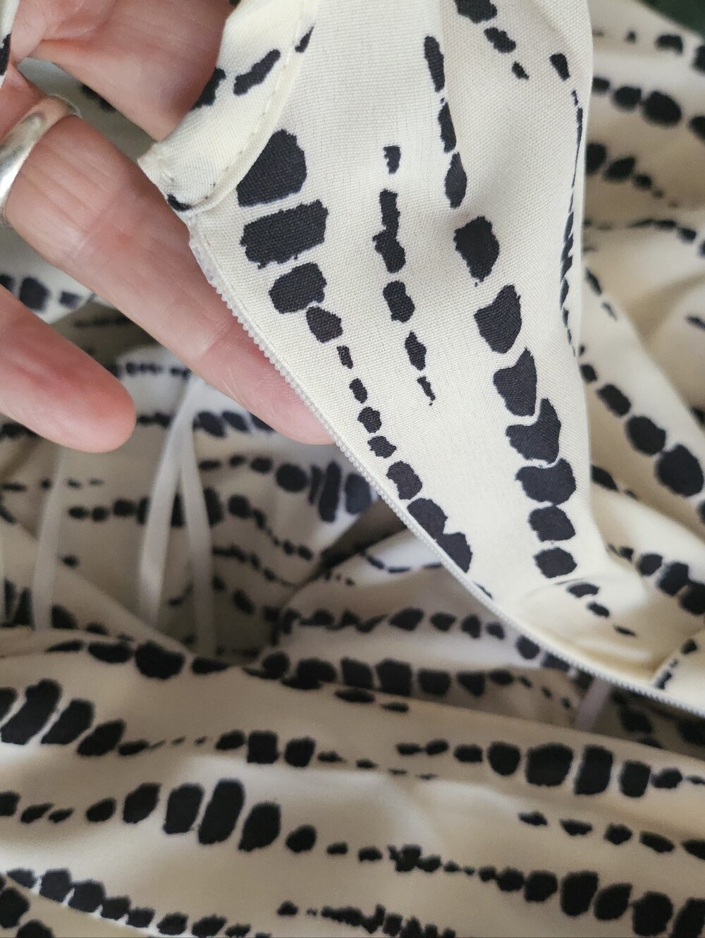New W Tag Commense Off-Shoulder Tie-Waist Wide-Leg Jumpsuit Cream and Black XS - Picture 9 of 14
